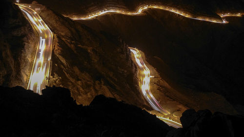 Low angle view of light painting at night