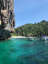 Scenic view of sea against clear sky