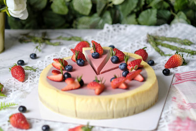 Close-up of cake on table