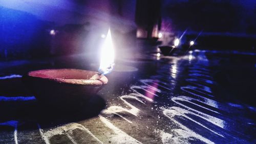 Illuminated lights at night
