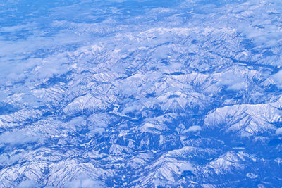 Aerial view of snowcapped mountains