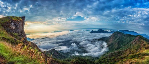 Scenic view of mountains against sky