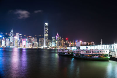 View of illuminated city at night