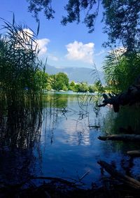 Scenic view of lake against sky