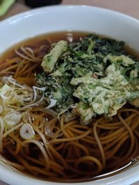 High angle view of pasta in bowl