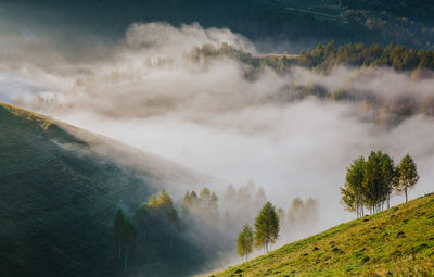 Scenic view of landscape against sky during sunrise