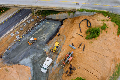 High angle view of construction site