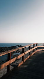 Pier over sea against clear sky
