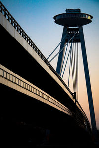 Low angle view of bridge against sky during sunset