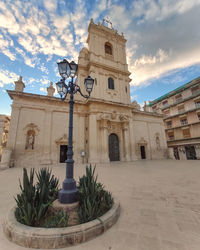 Exterior of historic building against sky