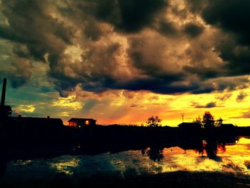 Sunset over calm lake