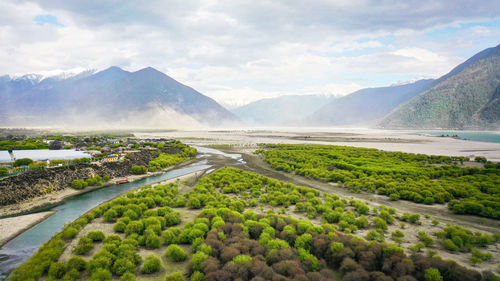 Scenic view of mountains against sky