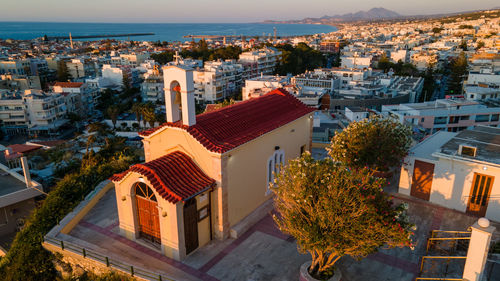 High angle view of townscape against sky