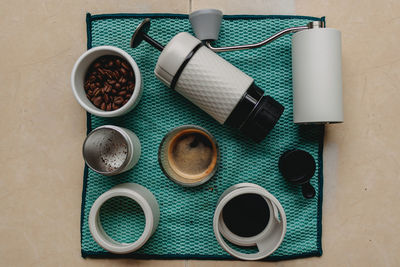 Directly above shot of objects on table