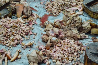 High angle view of food for sale in market