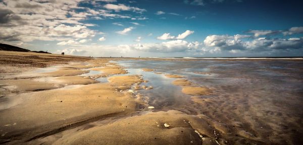 Scenic view of sea against cloudy sky