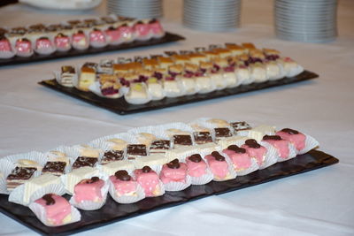 Variety of cake on table