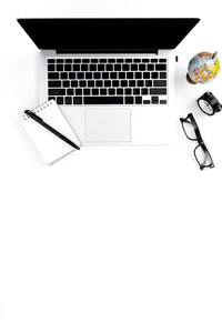 High angle view of mobile phone on table