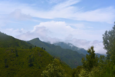 Scenic view of mountains against sky