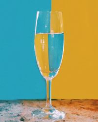 Close-up of beer glass on table