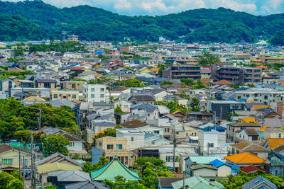 High angle view of townscape