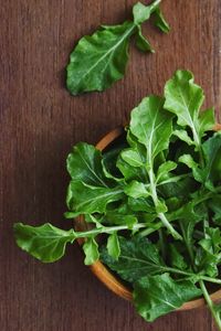 High angle view of chopped leaves on table