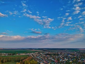 High angle view of townscape against sky