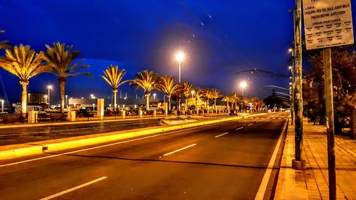 Light trails on road at night