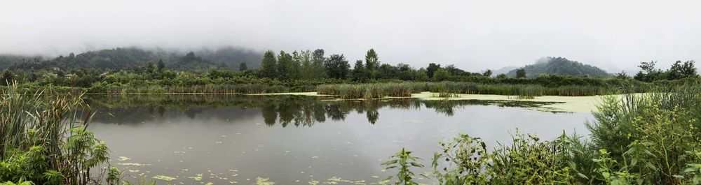 Scenic view of lake against sky