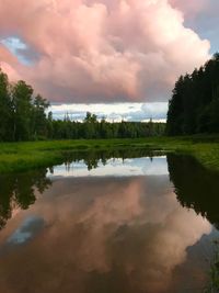 Scenic view of lake against sky