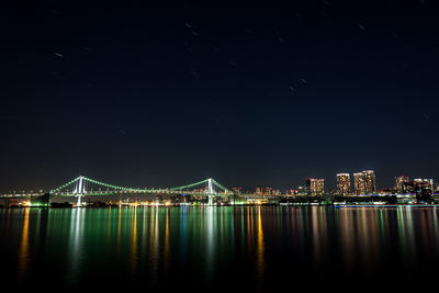 Illuminated city at waterfront