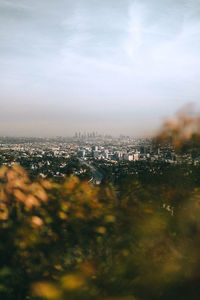High angle view of buildings against sky