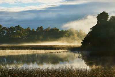 Scenic view of lake against sky