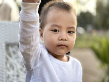 Close-up of cute girl with eyes closed