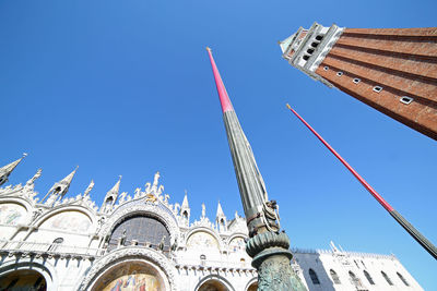 Low angle view of traditional building against blue sky