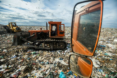 View of garbage in bus