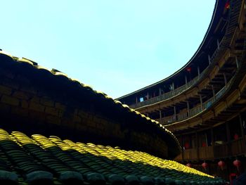 Low angle view of built structure against clear sky