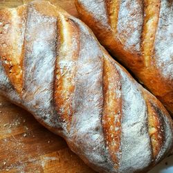 High angle view of bread on table