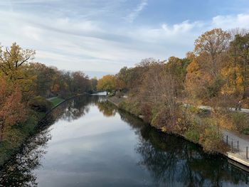 Scenic view of lake against sky during autumn