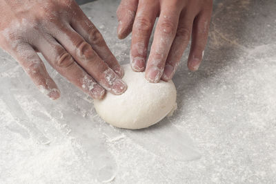 Close-up of person preparing food