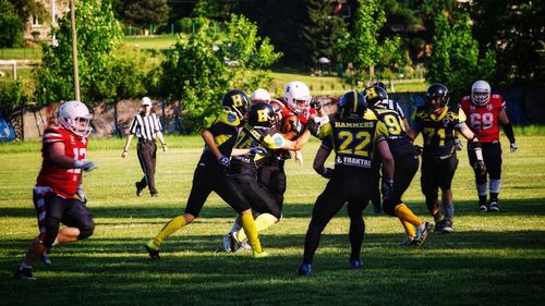 Group of people running