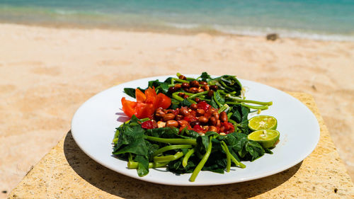 Close-up of salad in plate on table