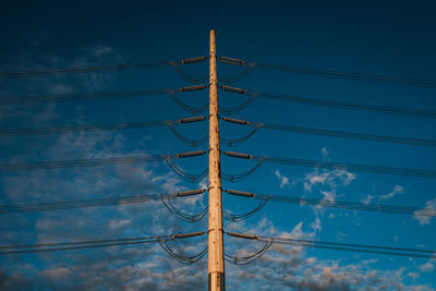 Low angle view of power lines against sky