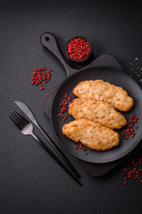 High angle view of food on table