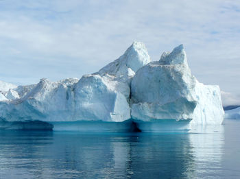 Scenic view of frozen sea against sky