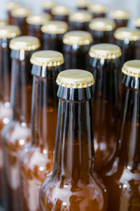Close-up of wine bottles