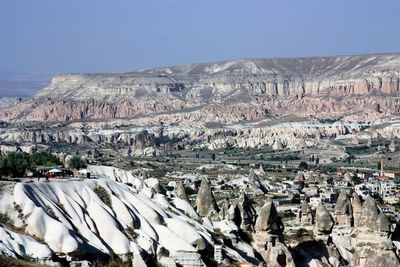 High angle view of rocks at uchisar castle