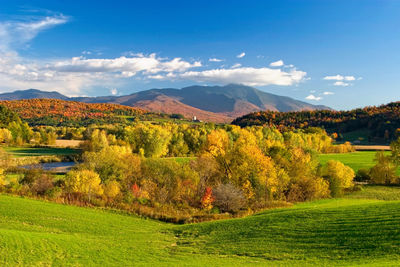 Cambridge vermont with mt. mansifield, vermont's highest mountain in the background.