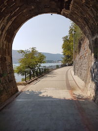 Arch bridge against clear sky