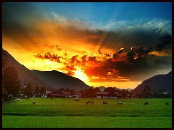 Scenic view of landscape against cloudy sky